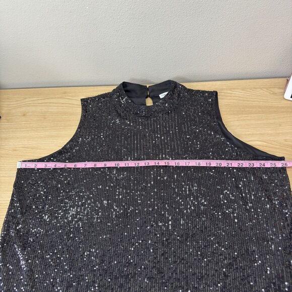 Calvin Klein Sequin Blouse Size 2X Sleeveless Tank Top New Years NYE Holiday - Picture 8 of 10